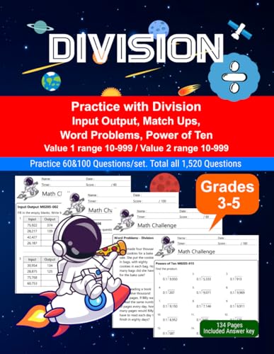 Division: Math Drill, Practice Book, Workbook, Match Ups, Word Problems, Grades 3-5, Ages 8-11 Division: Math Drill, Practice Book, Workbook, Match Ups, Word Problems, Grades 3-5, Ages 8-11 von Independently published