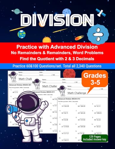 Division: Math Drill, Practice Book, Workbook, Remainders, No Remainders, Grades 3-5, Ages 8-11 Division: Math Drill, Practice Book, Workbook, Remainders, No Remainders, Grades 3-5, Ages 8-11 von Independently published