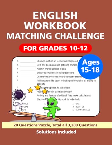English Workbook Matching Challenge for Teens: 3,200 Questions, Boost Your Grammar Vocabulary & Comprehension and Skills, for Grades 10-12, Ages 15-18, Size 8.5x11 Inches. English Workbook Matching Challenge for Teens: 3,200 Questions, Boost Your Grammar Vocabulary & Comprehension and Skills, for Grades 10-12, Ages 15-18, Size 8.5x11 Inches. von Independently published