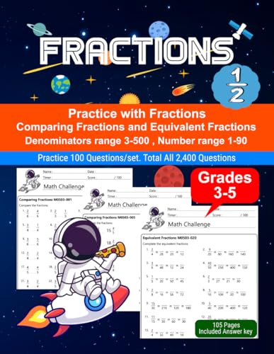 Fractions: Math Drill, Practice Book, Workbook, Denominators, Equivalent, Grades 3-5, Ages 8-11 Fractions: Math Drill, Practice Book, Workbook, Denominators, Equivalent, Grades 3-5, Ages 8-11 von Independently published