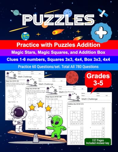 Math Puzzles: Math Drill, Practice Book, Workbook, Puzzles Addition, Magic Stars, Grades 3-5, Ages 8-11 Math Puzzles: Math Drill, Practice Book, Workbook, Puzzles Addition, Magic Stars, Grades 3-5, Ages 8-11 von Independently published