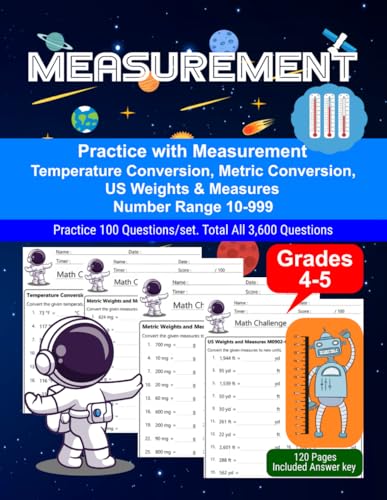 Measurement: Math Drill, Practice Book, Workbook, Metric, Weight, Conversion, Grades 4-5, Ages 9-11 Measurement: Math Drill, Practice Book, Workbook, Metric, Weight, Conversion, Grades 4-5, Ages 9-11 von Independently published