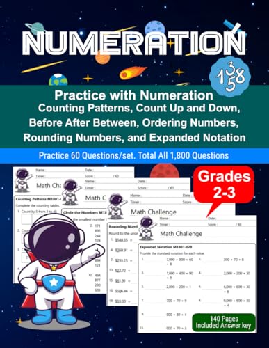 Numeration: Math Drill, Practice Book, Workbook, Expanded Notation, Rounding, Grades 2-3, Ages 7-9 Numeration: Math Drill, Practice Book, Workbook, Expanded Notation, Rounding, Grades 2-3, Ages 7-9 von Independently published