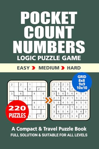 Pocket Puzzle Book: 220 Puzzles, Count Numbers, Great Logic Puzzle Game, A Compact and Travel Puzzle Book, 3 Levels: Easy Medium and Hard, Pocket Size 4x6 Inches. Pocket Puzzle Book: 220 Puzzles, Count Numbers, Great Logic Puzzle Game, A Compact and Travel Puzzle Book, 3 Levels: Easy Medium and Hard, Pocket Size 4x6 Inches. von Independently published