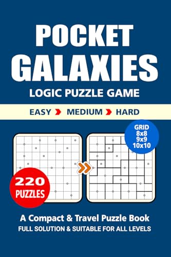 Pocket Puzzle Book: 220 Puzzles, Galaxies, Great Logic Puzzle Game, A Compact and Travel Puzzle Book, 3 Levels: Easy Medium and Hard, Pocket size 4x6 Inches. Pocket Puzzle Book: 220 Puzzles, Galaxies, Great Logic Puzzle Game, A Compact and Travel Puzzle Book, 3 Levels: Easy Medium and Hard, Pocket size 4x6 Inches. von Independently published