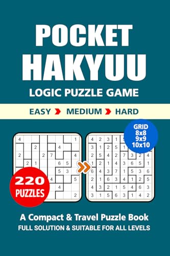Pocket Puzzle Book: 220 Puzzles, Hakyuu, Great Logic Puzzle Game, A Compact and Travel Puzzle Book, 3 Levels: Easy Medium and Hard, Pocket size 4x6 Inches. Pocket Puzzle Book: 220 Puzzles, Hakyuu, Great Logic Puzzle Game, A Compact and Travel Puzzle Book, 3 Levels: Easy Medium and Hard, Pocket size 4x6 Inches. von Independently published
