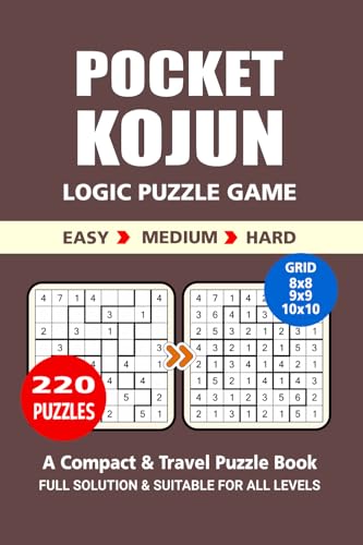 Pocket Puzzle Book: 220 Puzzles, Kojun, Great Logic Puzzle Game, A Compact and Travel Puzzle Book, 3 Levels: Easy Medium and Hard, Pocket size 4x6 Inches. Pocket Puzzle Book: 220 Puzzles, Kojun, Great Logic Puzzle Game, A Compact and Travel Puzzle Book, 3 Levels: Easy Medium and Hard, Pocket size 4x6 Inches. von Independently published