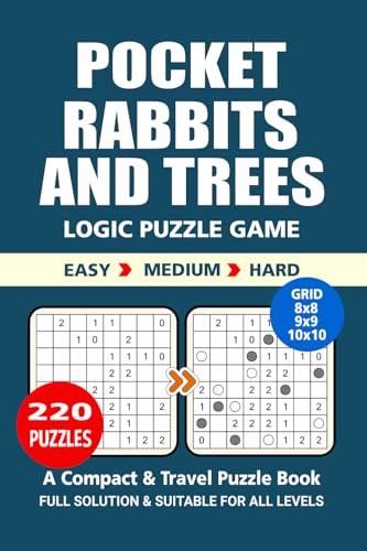 Pocket Puzzle Book: 220 Puzzles, Rabbits and Trees, Great Logic Puzzle Game, A Compact and Travel Puzzle Book, 3 Levels: Easy Medium and Hard, Pocket Size 4x6 Inches. Pocket Puzzle Book: 220 Puzzles, Rabbits and Trees, Great Logic Puzzle Game, A Compact and Travel Puzzle Book, 3 Levels: Easy Medium and Hard, Pocket Size 4x6 Inches. von Independently published