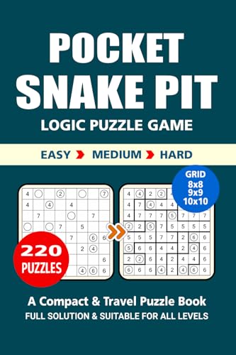 Pocket Puzzle Book: 220 Puzzles, Snake Pit, Great Logic Puzzle Game, A Compact and Travel Puzzle Book, 3 Levels: Easy Medium and Hard, Pocket size 4x6 Inches. Pocket Puzzle Book: 220 Puzzles, Snake Pit, Great Logic Puzzle Game, A Compact and Travel Puzzle Book, 3 Levels: Easy Medium and Hard, Pocket size 4x6 Inches. von Independently published