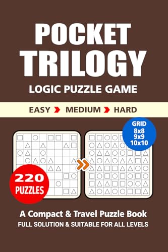 Pocket Puzzle Book: 220 Puzzles, Trilogy, Great Logic Puzzle Game, A Compact and Travel Puzzle Book, 3 Levels: Easy Medium and Hard, Pocket size 4x6 Inches. Pocket Puzzle Book: 220 Puzzles, Trilogy, Great Logic Puzzle Game, A Compact and Travel Puzzle Book, 3 Levels: Easy Medium and Hard, Pocket size 4x6 Inches. von Independently published