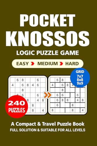 Pocket Puzzle Book: 240 Puzzles, Knossos, Great Logic Puzzle Game, A Compact and Travel Puzzle Book, 3 Levels: Easy Medium and Hard, Pocket size 4x6 Inches. Pocket Puzzle Book: 240 Puzzles, Knossos, Great Logic Puzzle Game, A Compact and Travel Puzzle Book, 3 Levels: Easy Medium and Hard, Pocket size 4x6 Inches. von Independently published