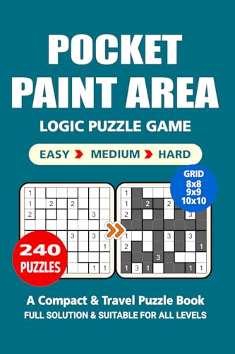 Pocket Puzzle Book: 240 Puzzles, Paint Area, Great Logic Puzzle Game, A Compact and Travel Puzzle Book, 3 Levels: Easy Medium and Hard, Pocket size 4x6 Inches. Pocket Puzzle Book: 240 Puzzles, Paint Area, Great Logic Puzzle Game, A Compact and Travel Puzzle Book, 3 Levels: Easy Medium and Hard, Pocket size 4x6 Inches. von Independently published