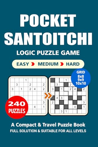 Pocket Puzzle Book: 240 Puzzles, Santoitchi, Great Logic Puzzle Game, A Compact and Travel Puzzle Book, 3 Levels: Easy Medium and Hard, Pocket size 4x6 Inches. Pocket Puzzle Book: 240 Puzzles, Santoitchi, Great Logic Puzzle Game, A Compact and Travel Puzzle Book, 3 Levels: Easy Medium and Hard, Pocket size 4x6 Inches. von Independently published