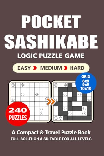 Pocket Puzzle Book: 240 Puzzles, Sashikabe, Great Logic Puzzle Game, A Compact and Travel Puzzle Book, 3 Levels: Easy Medium and Hard, Pocket size 4x6 Inches. Pocket Puzzle Book: 240 Puzzles, Sashikabe, Great Logic Puzzle Game, A Compact and Travel Puzzle Book, 3 Levels: Easy Medium and Hard, Pocket size 4x6 Inches. von Independently published