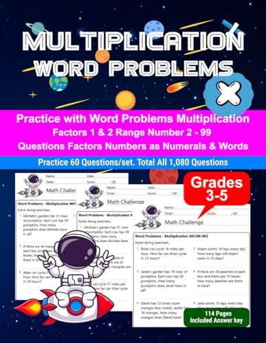 Word Problems: Math Drill, Workbook, Practice Book, Multiplication 2 digits, Grades 3-5, Ages 8-11 Word Problems: Math Drill, Workbook, Practice Book, Multiplication 2 digits, Grades 3-5, Ages 8-11 von Independently published