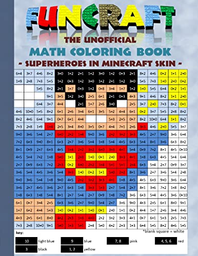 Funcraft - The unofficial Math Coloring Book: Superheroes in Minecraft Skin: Age: 6-10 years. Coloring book, age, learning math, mathematic, school, ... birthday, eastern, pixel, craft, bestseller