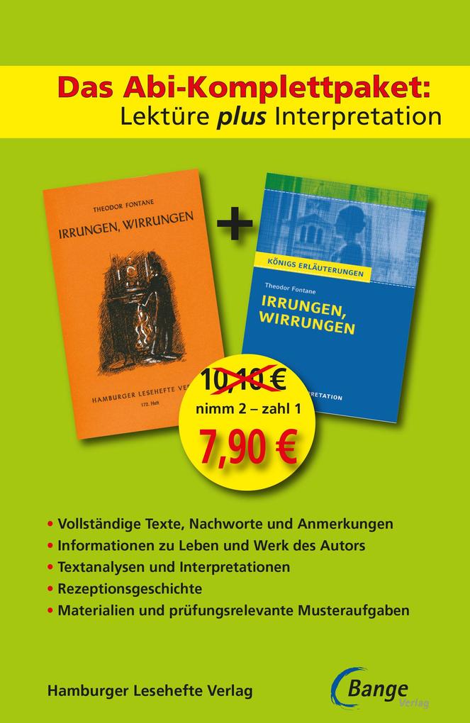 Irrungen Wirrungen - Lektüre plus Interpretation: Königs Erläuterung + kostenlosem Hamburger Leseheft von Theodor Fontane. von Bange C. GmbH