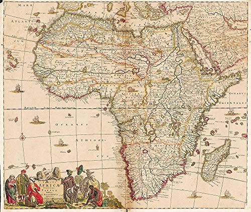Historische Karte: Afrika 1698 (Plano): Totius Africae Accuratissima Tabula: Titel: Totius Africae Accuratissima Tabula Authore I. Danckerts von Rockstuhl