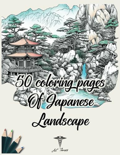 50 Coloring pages of Japanese landscapes (Livres de coloriages pour adultes)