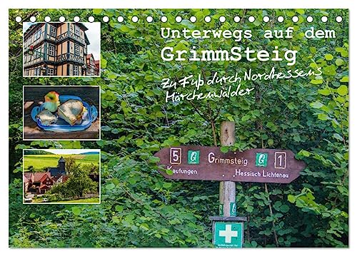 Unterwegs auf dem GrimmSteig - Zu Fuß durch Nordhessens Märchenwälder (Tischkalender 2024 DIN A5 quer), CALVENDO Monatskalender von CALVENDO