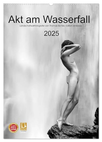 Akt am Wasserfall (Wandkalender 2025 DIN A2 hoch), CALVENDO Monatskalender von CALVENDO
