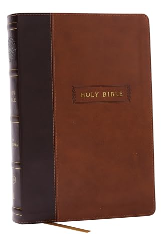 KJV Holy Bible with Apocrypha and 73,000 Center-Column Cross References, Brown Leathersoft, Red Letter, Comfort Print (Thumb Indexed): King James Version