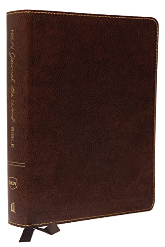 NKJV, Journal the Word Bible, Large Print, Bonded Leather, Brown, Red Letter: Reflect, Journal, or Create Art Next to Your Favorite Verses