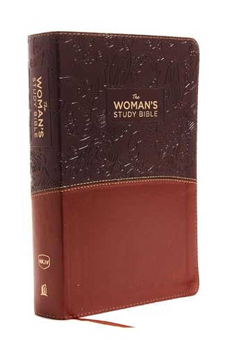 NKJV, The Woman's Study Bible, Leathersoft, Brown/Burgundy, Red Letter, Full-Color Edition, Thumb Indexed: Receiving God's Truth for Balance, Hope, and Transformation