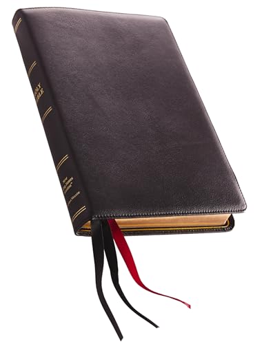 NKJV, Thinline Reference Bible, Large Print, Premium Goatskin Leather, Black, Premier Collection, Comfort Print: Holy Bible, New King James Version