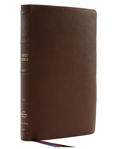 NKJV, Thinline Reference Bible, Large Print, Premium Goatskin Leather, Brown, Premier Collection, Comfort Print: Holy Bible, New King James Version