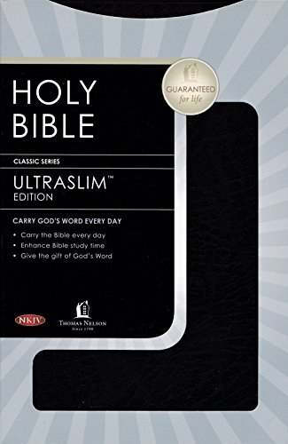 NKJV, Ultraslim Bible, Compact, Bonded Leather, Black, Red Letter Edition von HarperCollins Christian Pub.