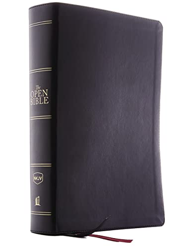 The NKJV, Open Bible, Black Leathersoft, Red Letter, Comfort Print: Complete Reference System von Thomas Nelson