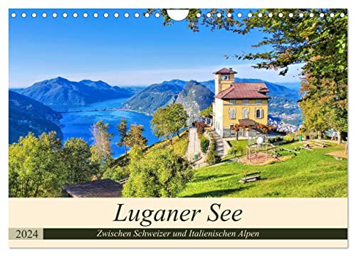 Luganer See - Zwischen Schweizer und Italienischen Alpen (Wandkalender 2024 DIN A4 quer), CALVENDO Monatskalender von CALVENDO