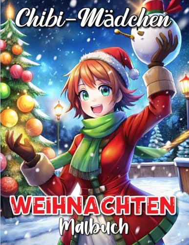 Weihnachtsmalbuch für Chibi-Mädchen: Ein festliches Anime-Malbuch für kreative Stunden“ – Niedliche Szenen, die die Weihnachtszeit bereichern.