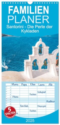 Familienplaner 2025 - Santorini - Die Perle der Kykladen mit 5 Spalten (Wandkalender, 21 cm x 45 cm), CALVENDO