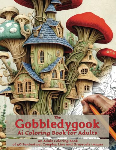 The Gobbledygook Ai Coloring Book for Adults: An Adult Coloring Book fo 50 Fantastical Complex Line and Grayscale Images von Independently published