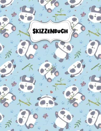 Skizzenbuch: Niedlicher Kawaii Panda Zeichenblock A4 für Kinder: Blanko Zeichenmappe A4 Zeichen Block