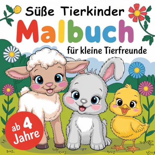Süße Tierkinder – Malbuch ab 4 Jahren mit 50 niedlichen Motiven von Tieren für kleine Tierfreunde von Independently published