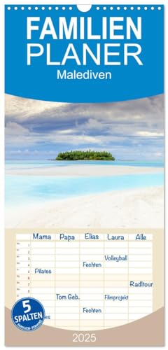 Familienplaner 2025 - Malediven, Perle im Indischen Ozean mit 5 Spalten (Wandkalender, 21 cm x 45 cm), CALVENDO von CALVENDO