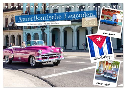Amerikanische Legenden, unterwegs auf Kubas Straßen (Tischkalender 2024 DIN A5 quer), CALVENDO Monatskalender von CALVENDO