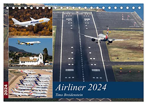Airliner 2024 (Tischkalender 2024 DIN A5 quer), CALVENDO Monatskalender