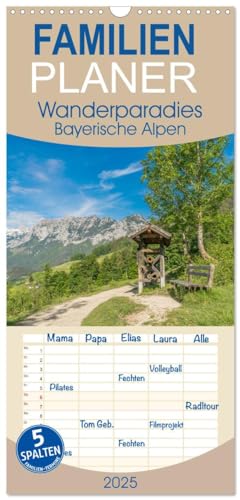 Familienplaner 2025 - Wanderparadies Bayerische Alpen mit 5 Spalten (Wandkalender, 21 cm x 45 cm), CALVENDO