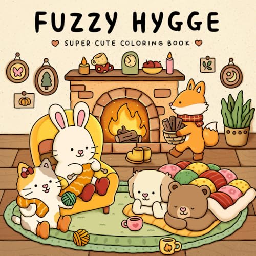 Fuzzy Hygge: Cute and Cozy Coloring Book for Adults & Teens Featuring Adorable Animals Characters for Stress Relief (Fuzzy Friends Coloring, Band 2) von Independently published