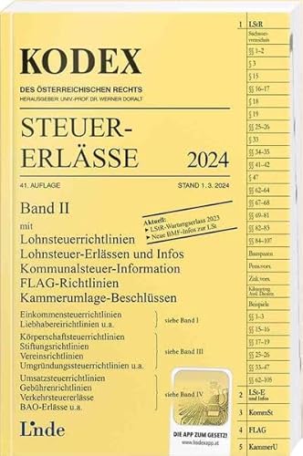 KODEX Steuer-Erlässe 2024, Band II (Kodex des Österreichischen Rechts) von Linde Verlag Ges.m.b.H.