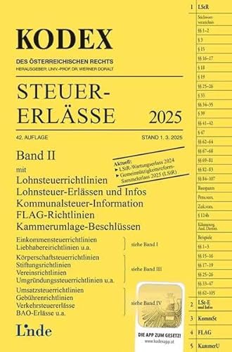 KODEX Steuer-Erlässe 2025, Band II (Kodex des Österreichischen Rechts) von Linde Verlag Ges.m.b.H.