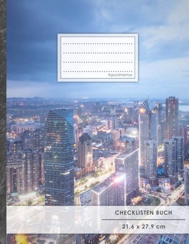 Checklisten-Buch: DIN A4 • 70+ Seiten, Softcover, Register, "Big City" • #GoodMemos • 18 Checkboxen + Platz für Notizen/Seite (inkl. Register mit Datum uvm.) von #GoodMemos