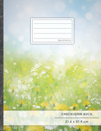 Checklisten-Buch: DIN A4 • 70+ Seiten, Softcover, Register, "Frühlingsblumen" • #GoodMemos • 18 Checkboxen + Platz für Notizen/Seite (inkl. Register mit Datum uvm.) von #GoodMemos