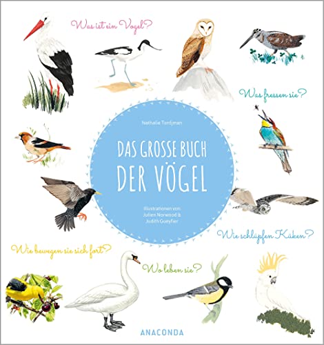 Das große Buch der Vögel: Wunderschön illustriertes Kindersachbuch ab 7 Jahren. Was ist ein Vogel? Was fressen sie? Wie schlüpfen Küken? Wo leben sie? Wie bewegen sie sich fort? von Anaconda Verlag