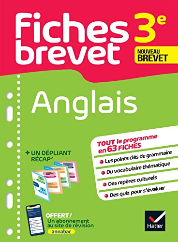 Fiches brevet - Anglais 3e Brevet 2025: tout le programme en fiches de révision détachables Fiches brevet - Anglais 3e Brevet 2025: tout le programme en fiches de révision détachables
