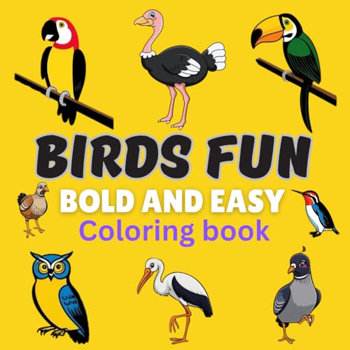 Birds fun bold and easy coloring book: 40 design simple. von Independently published